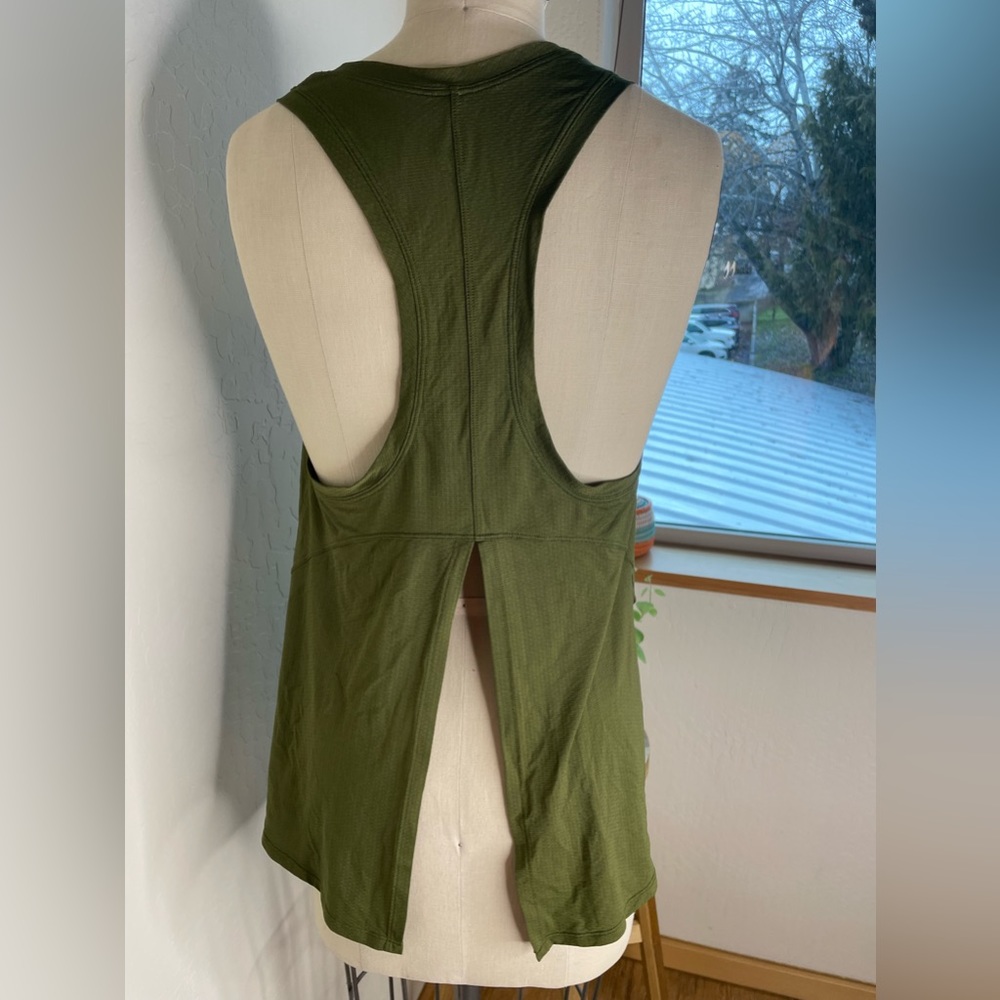 Lululemon Split Back Open Back Olive Green Tank T… - image 1